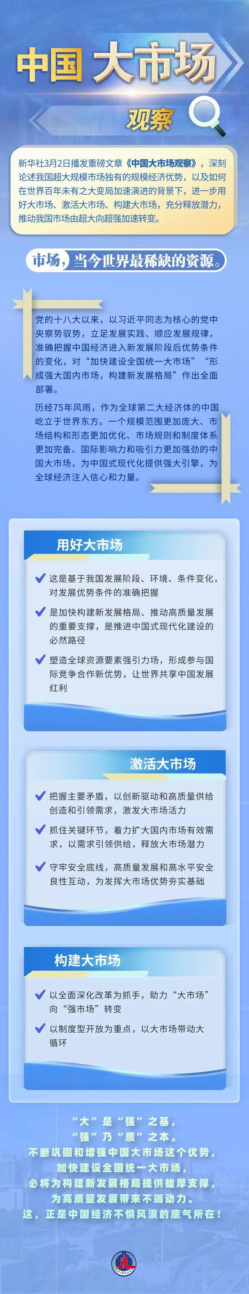 新华社重磅文章《中国大市场观察》