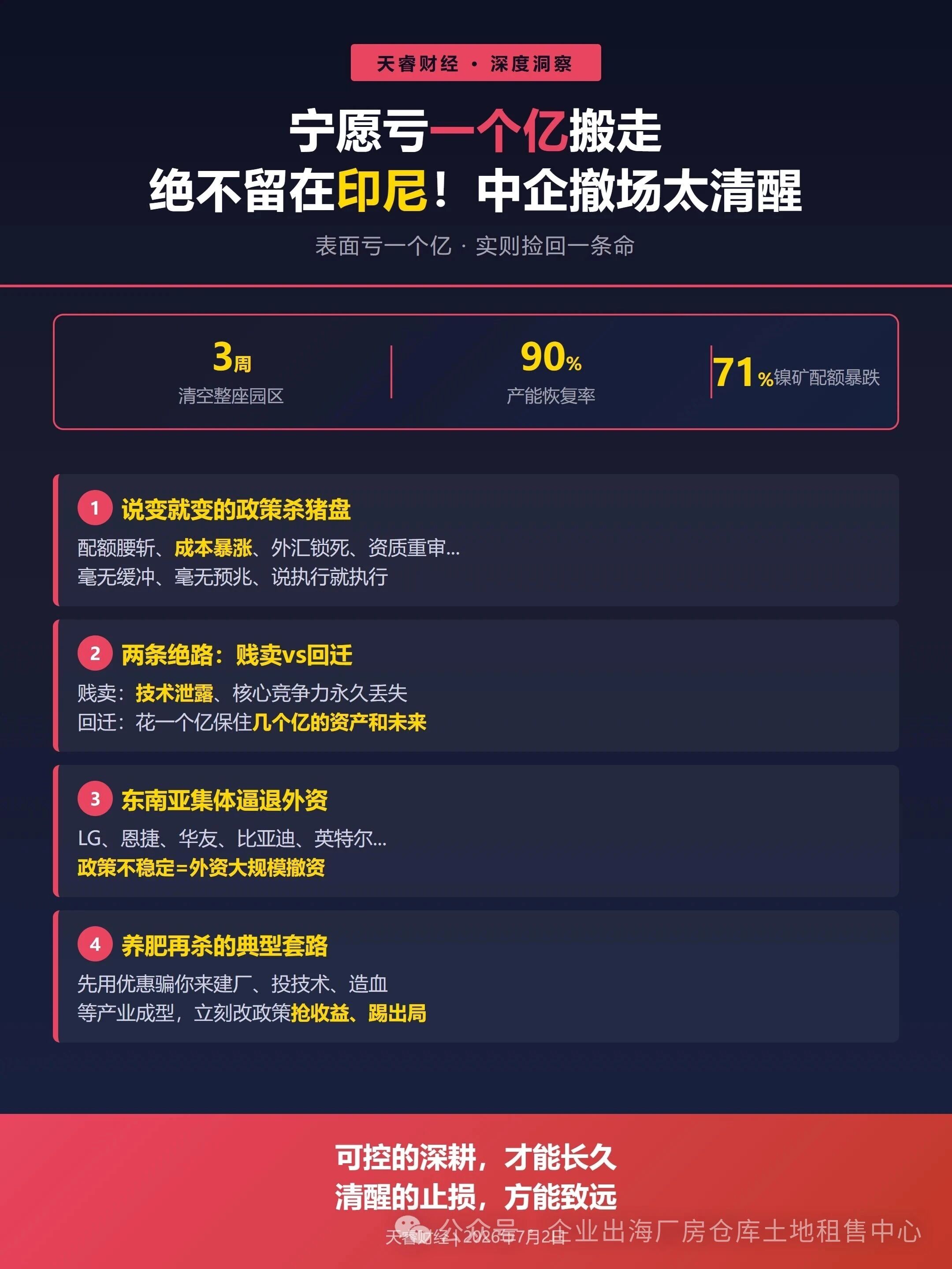宁愿亏一个亿搬走，绝不留在印尼！