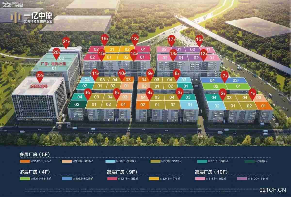 金华义乌廿三里中流科技生态产业园一亿中流科技生态产业园标准厂房多层大车进出厂房出售：区位优势明显