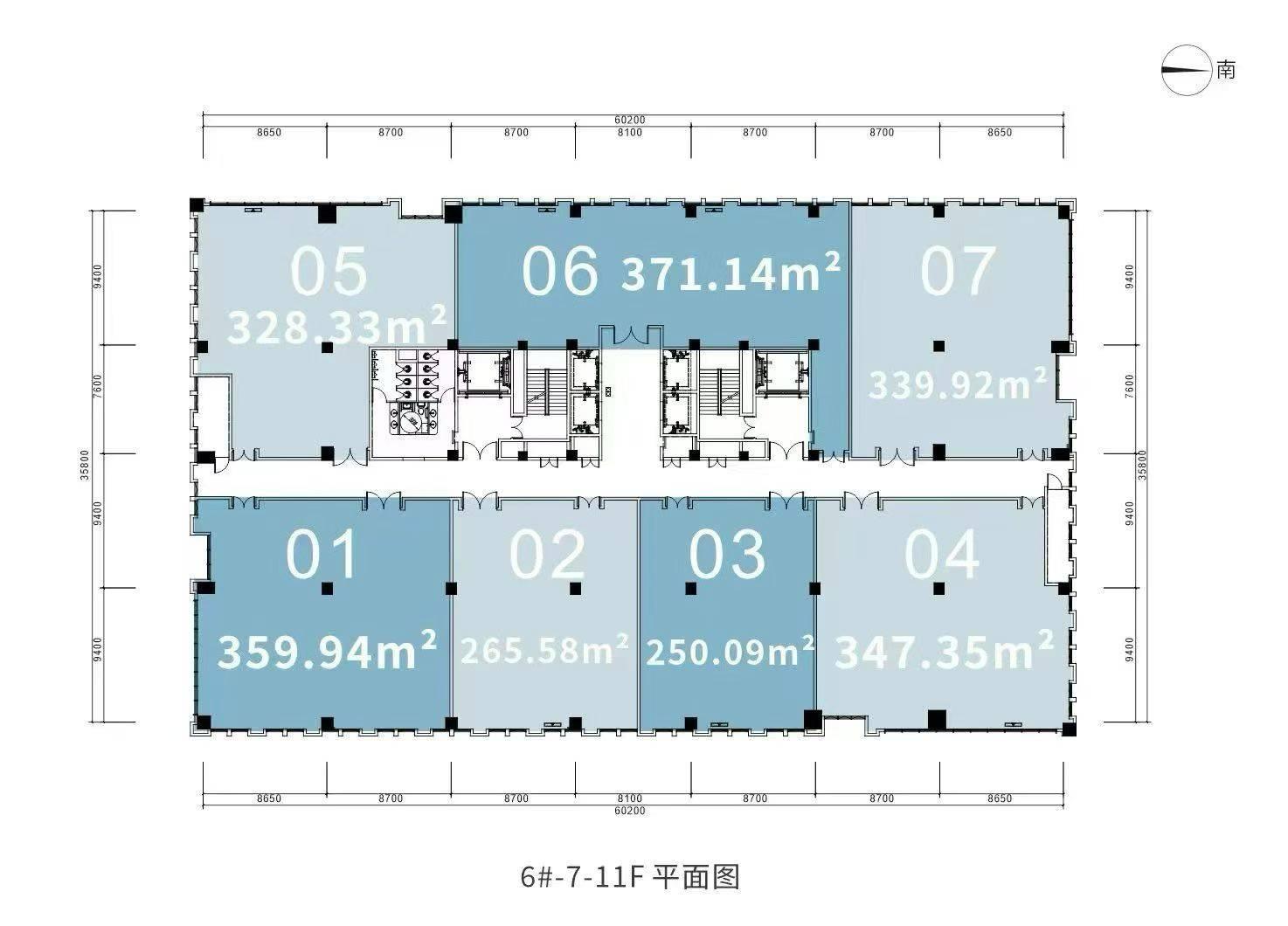 6#楼7-11F平面图:250.09㎡-371.14㎡